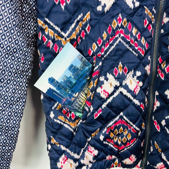 Y2K Roxy quilted jacket S Ikat mixed print boho blue pink full zip Patchwork - Picture 7 of 14